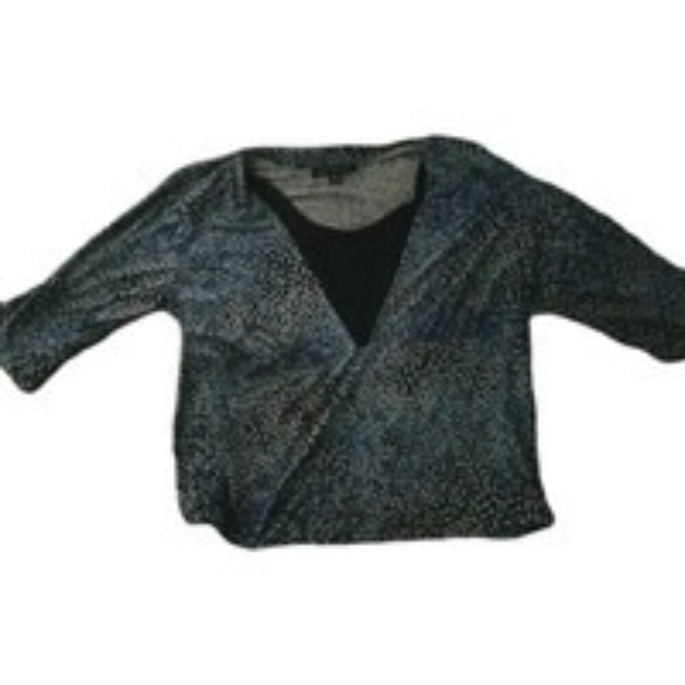 Women's Blouse/Top 1X Briggs New York Geometric Pattern 3/4  Sleeve Blues Navy